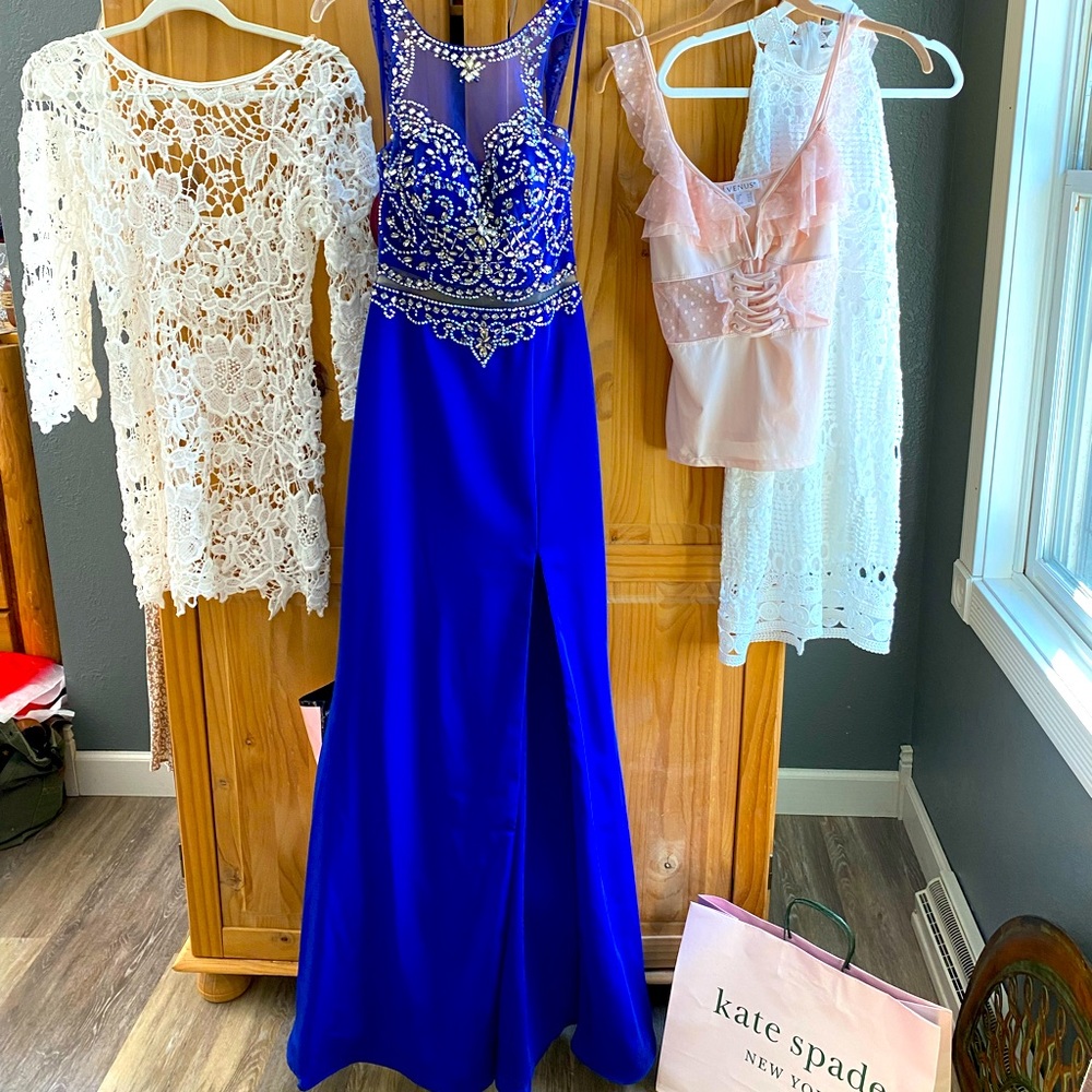 Long Formal Prom Dress, Homecoming Dress w/ Jeweled Detail.